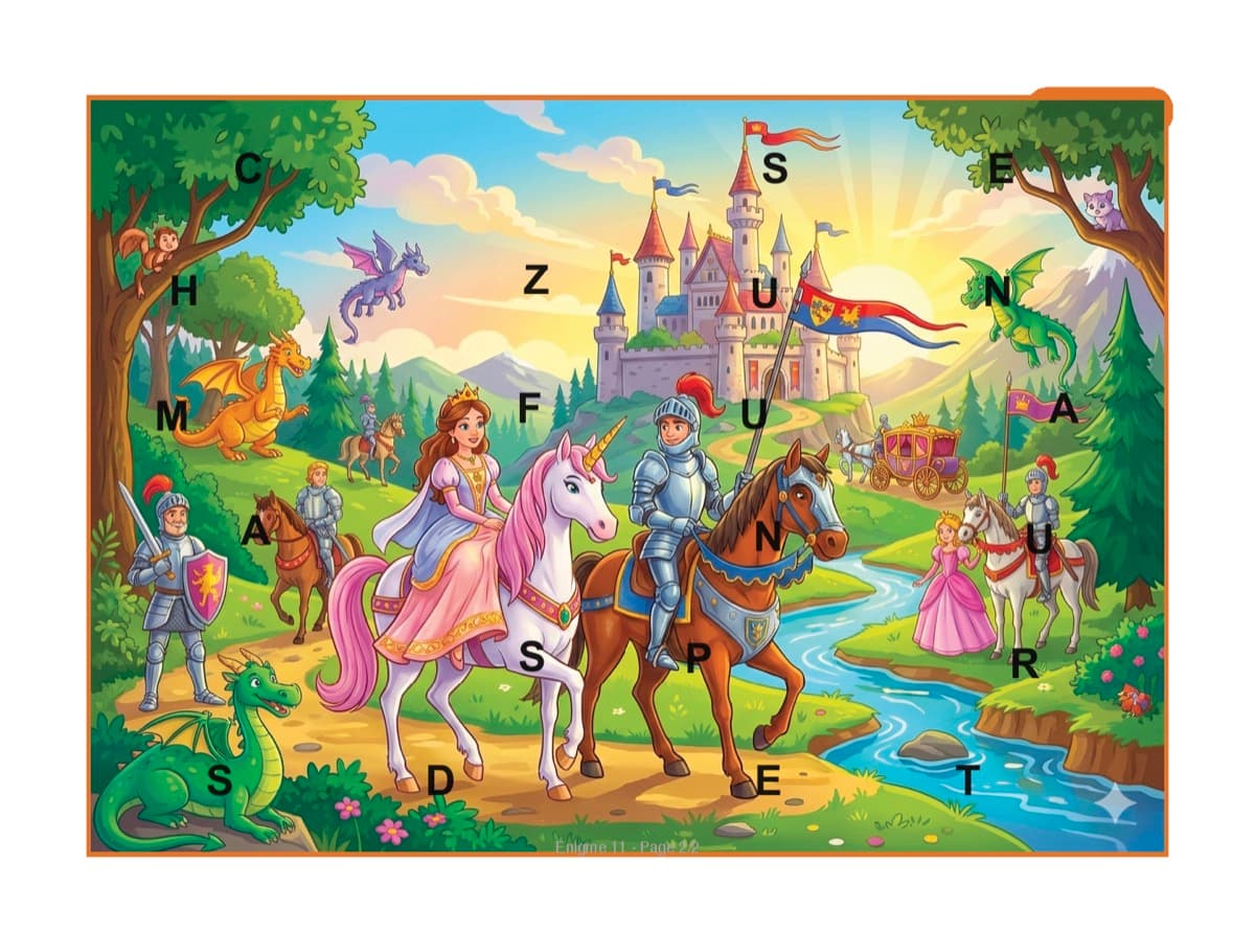 Exemple d'image mystère du Royaume Enchanté avec lettres cachées