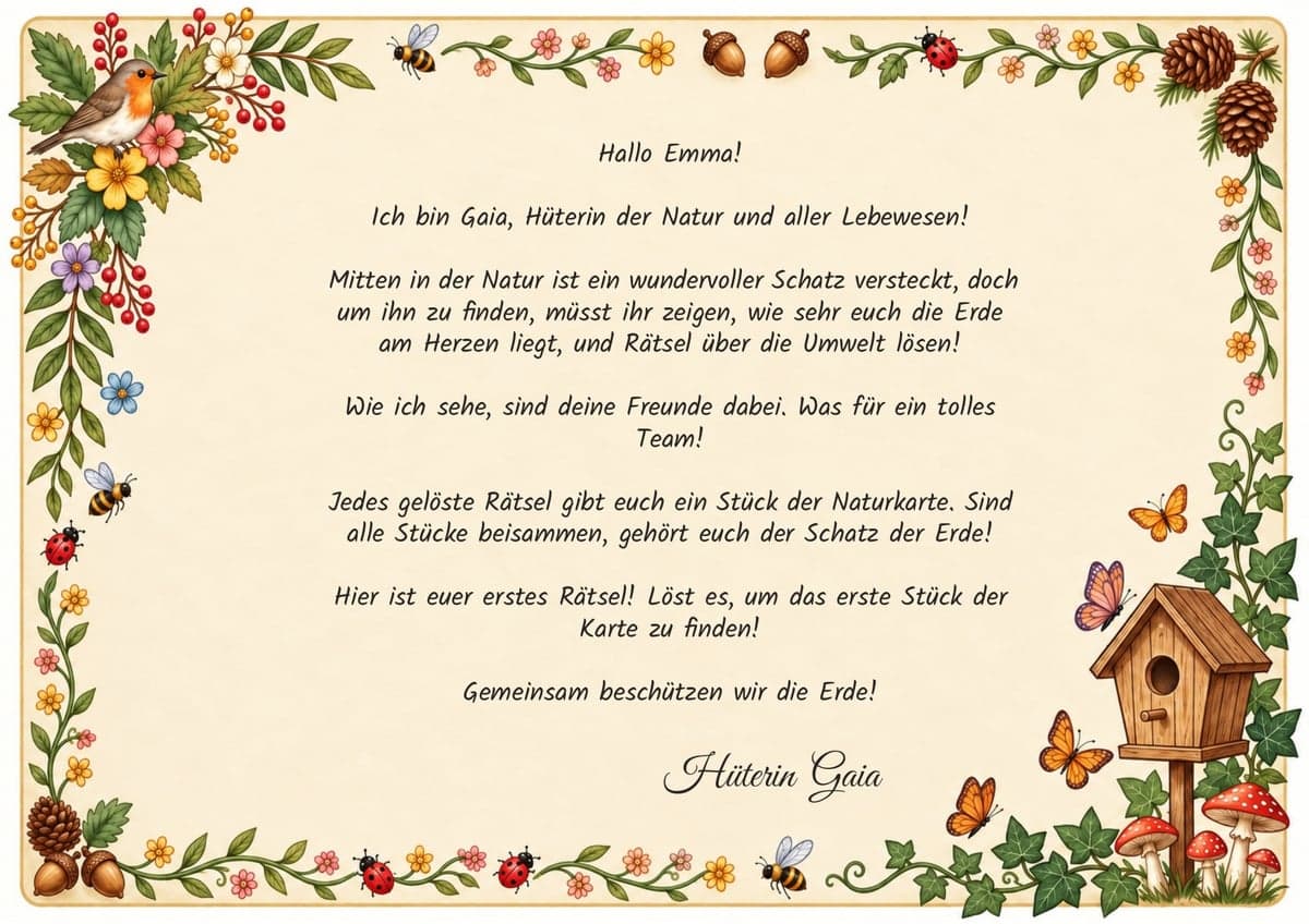 Begrüßungsbrief, Thema Natur & Umwelt