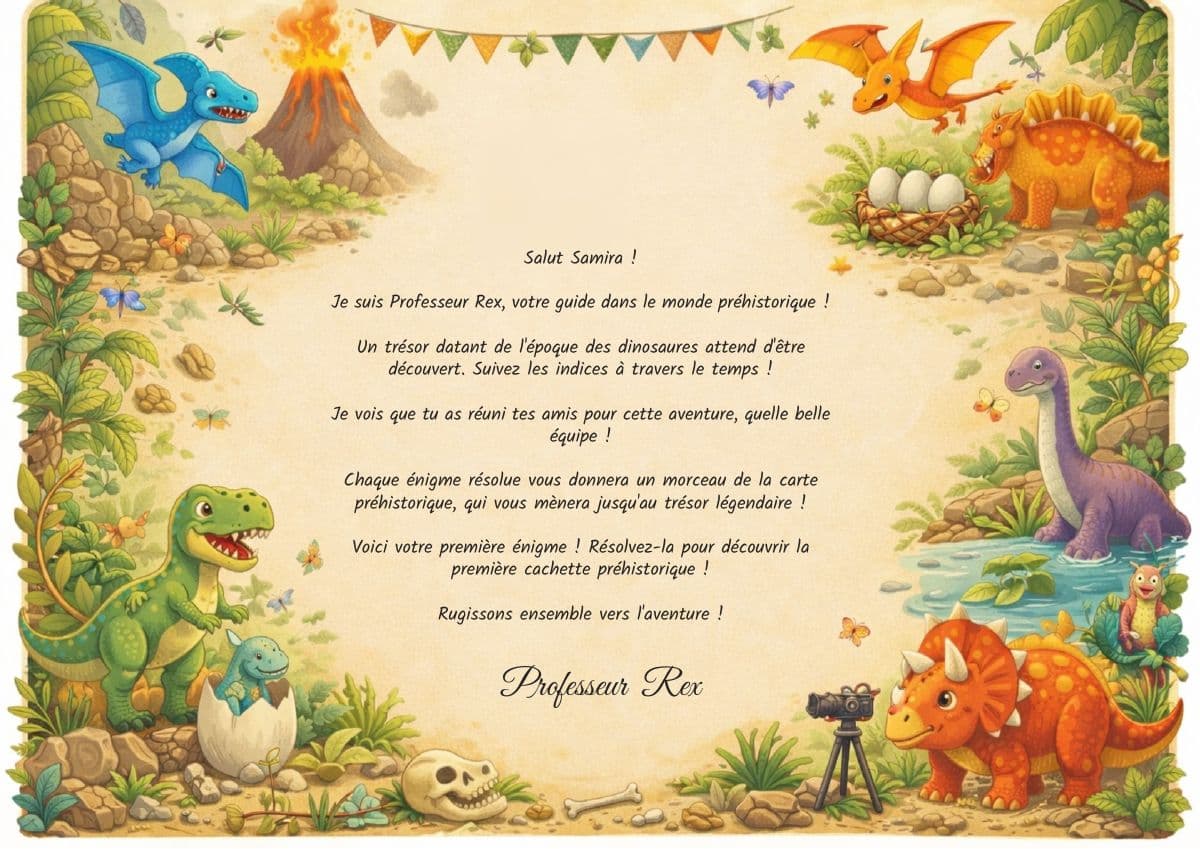 Lettre du Professeur Rex personnalisée au prénom de l'enfant