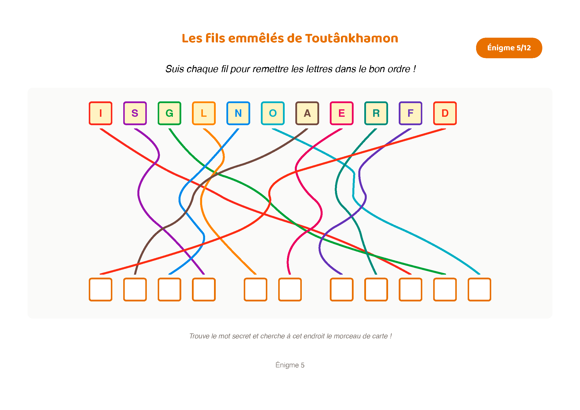 Énigme — thème Égypte, exemple de document Kidilab personnalisé