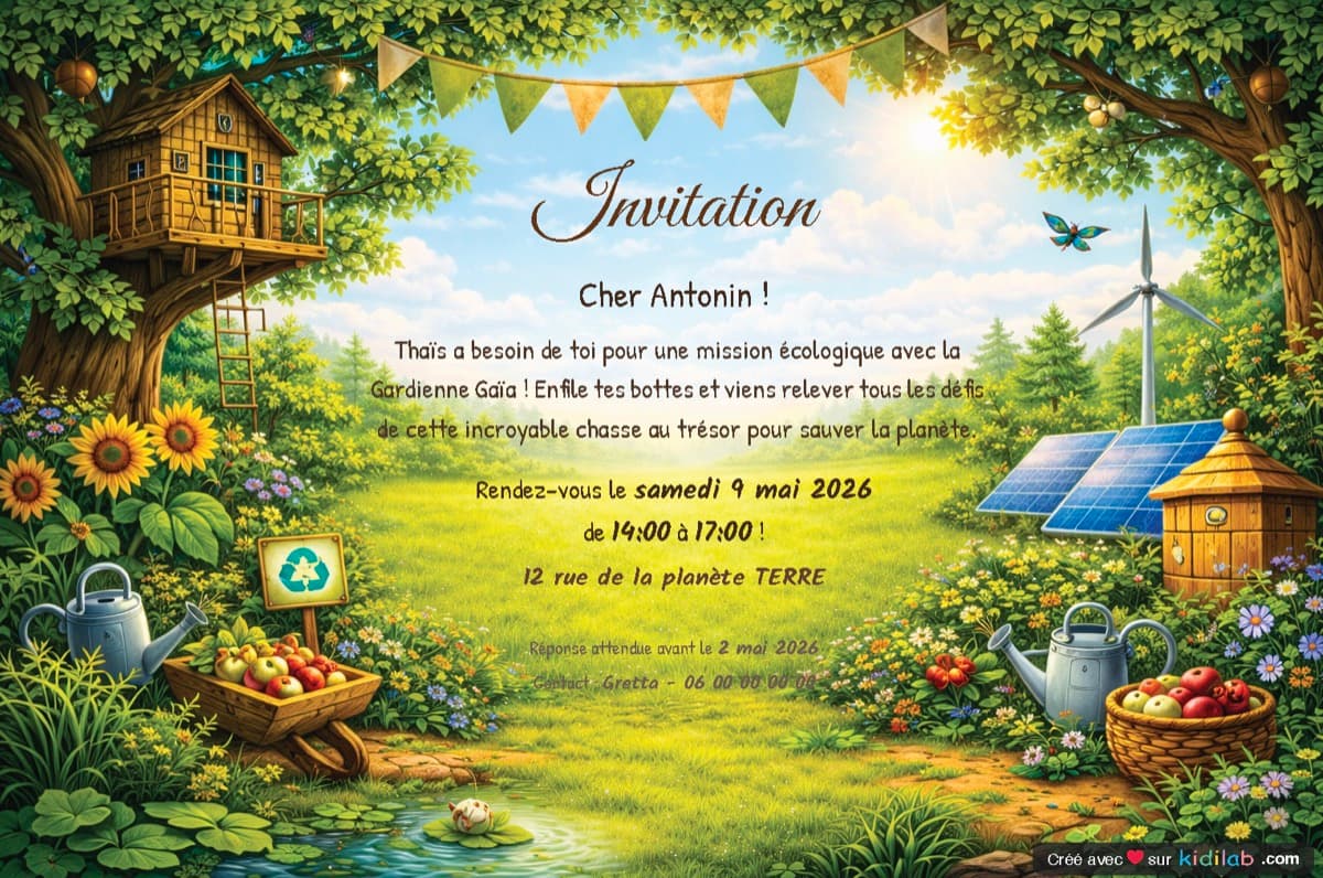 Invitation personnalisée sur le thème Nature et Écologie
