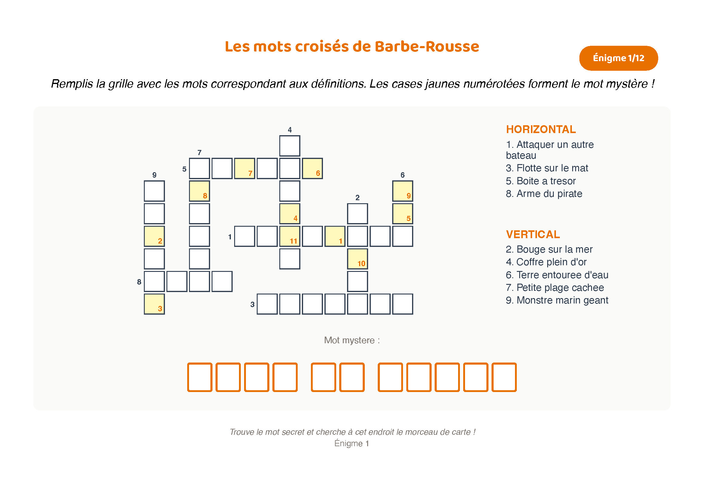 Mots croisés Pirates