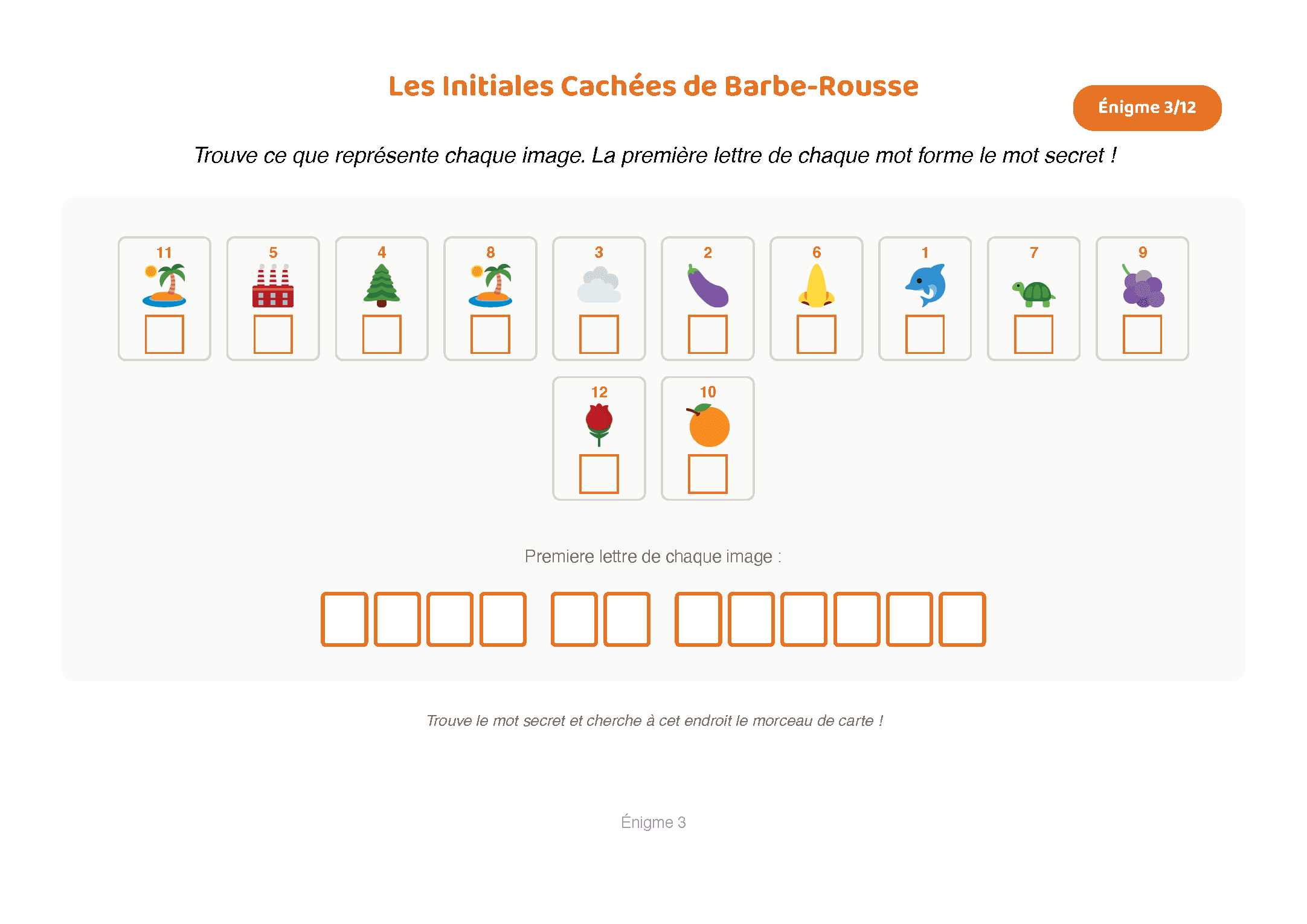 Exemple d'énigme initiales cachées avec images à deviner