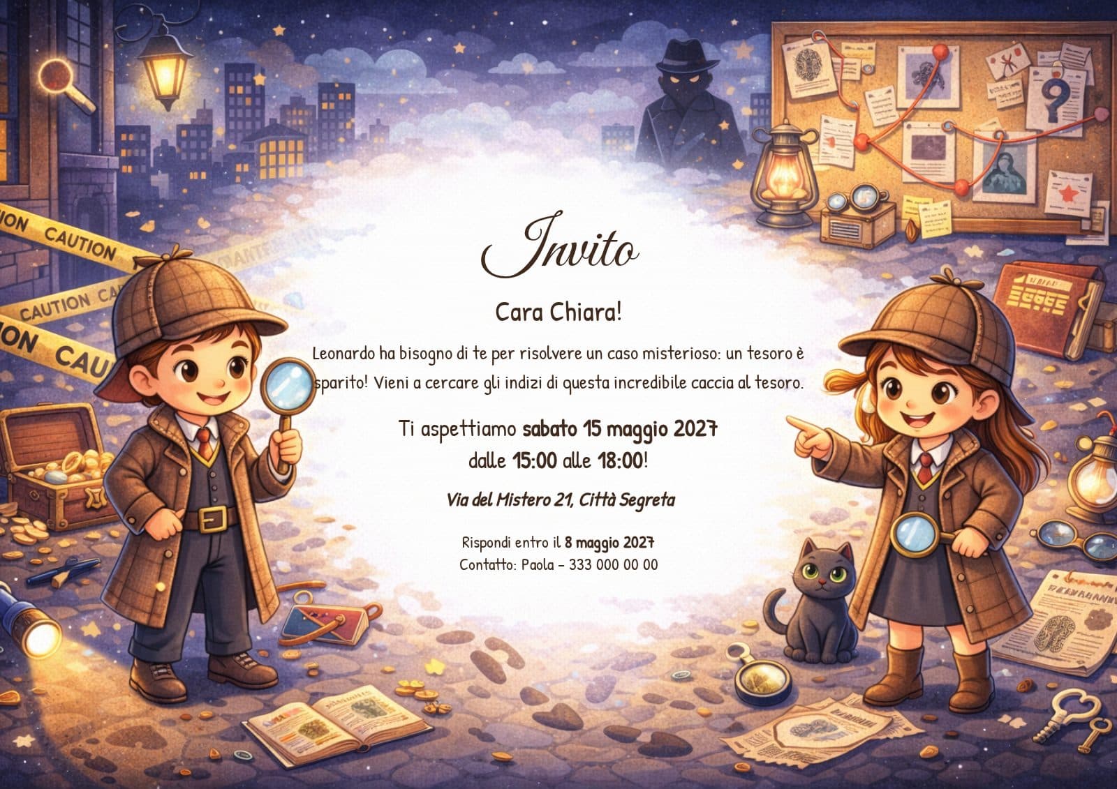 Invito, tema Detective
