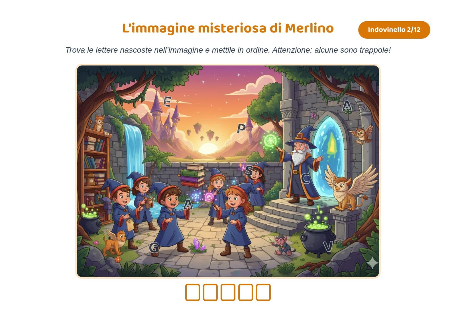 Immagine misteriosa, tema Magia: esempio di documento Kidilab personalizzato