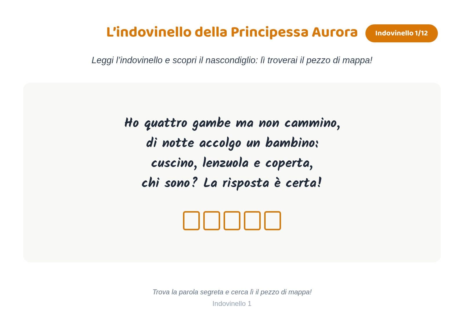 Indovinello, tema Principesse