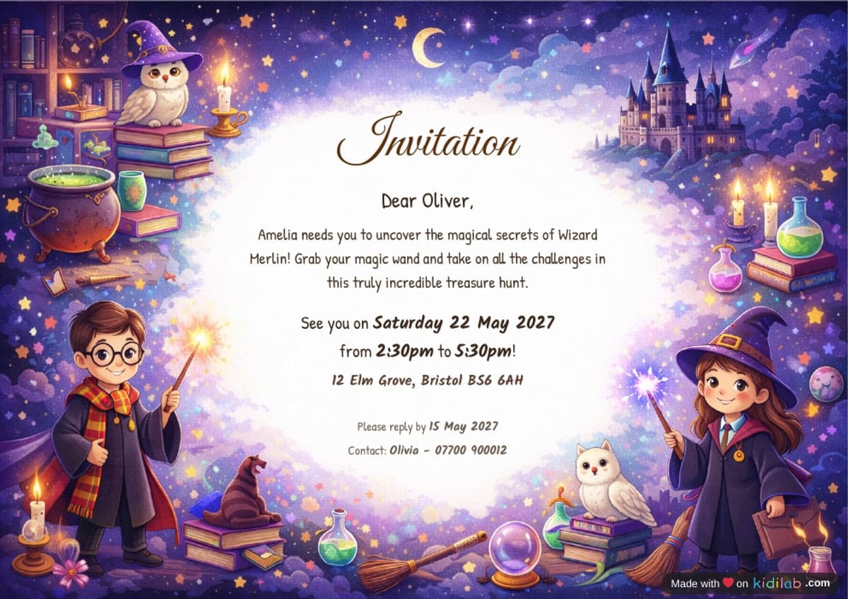 Example of a personalised invitation